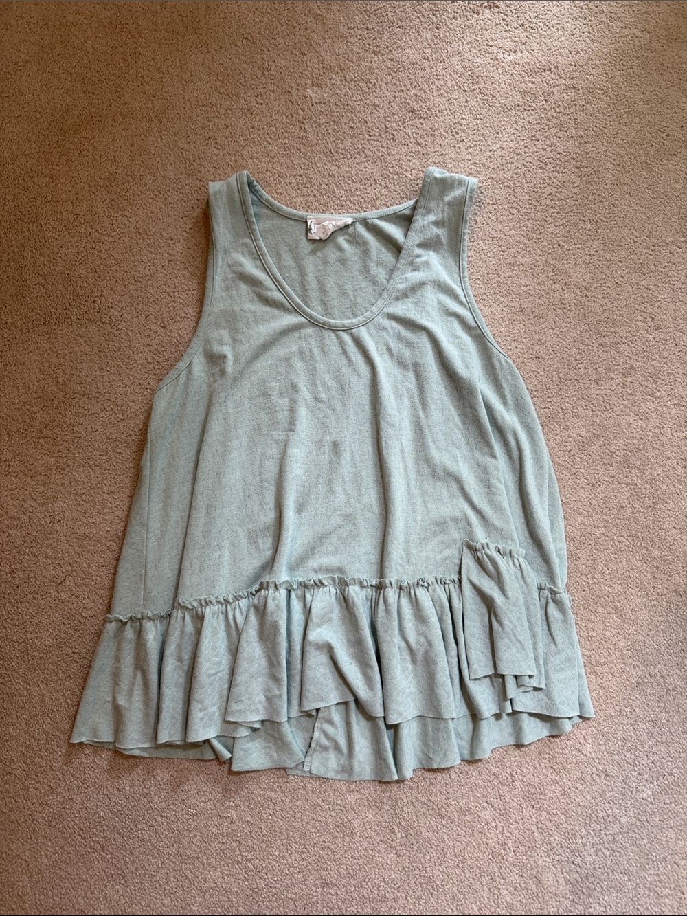 Love Riche Sage Green Ruffle Hem Tank Top